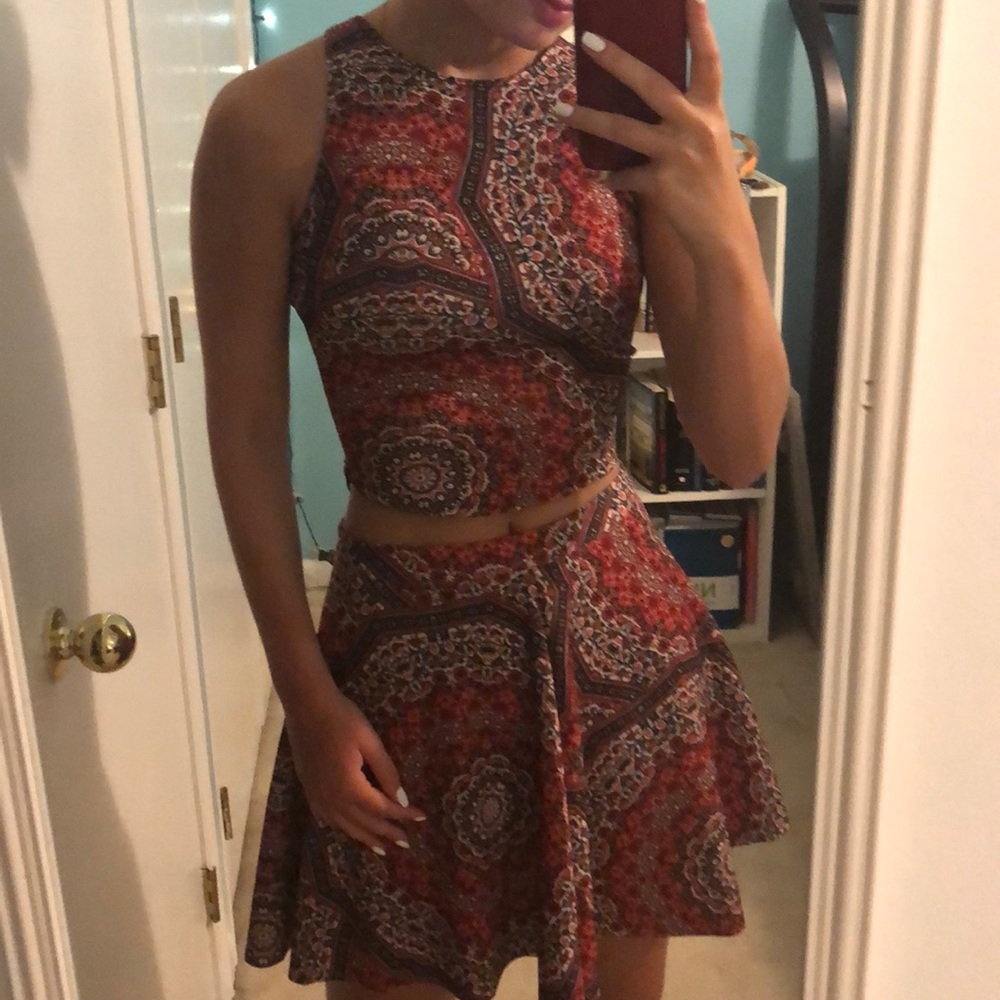 Abercrombie Paisley Print Skirt & Crop Top Set